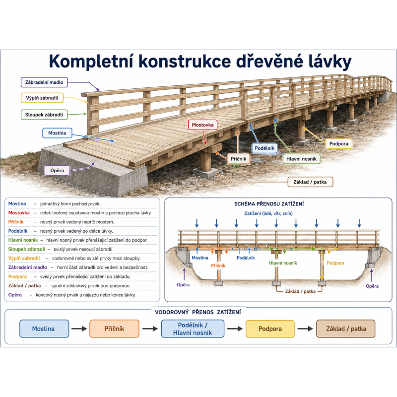 Dubové konstrukční prvky mostů a lávek | Mostiny a nosníky